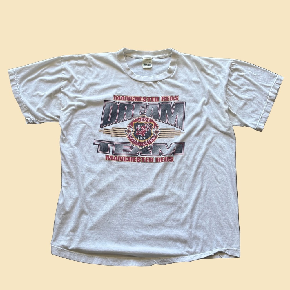Vintage Screen Stars Manchester Reds Dream Team Shirt XL White 90s Soccer USA